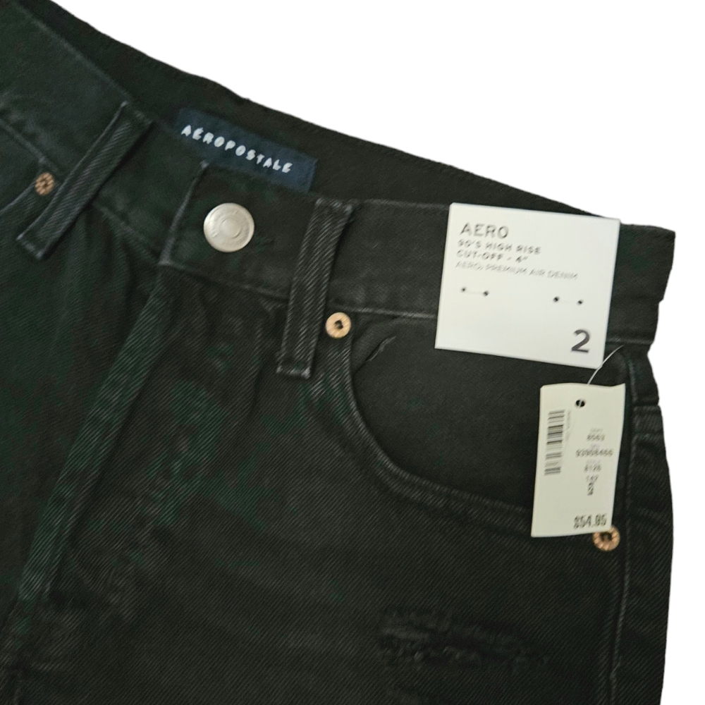 Aeropostale 90's High Rise Black Denim Shorts - Picture 3 of 7